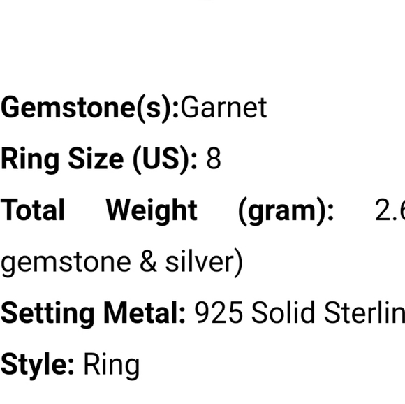 Flash Sale GENUINE GARNET RING .925 s8 - Picture 2 of 3